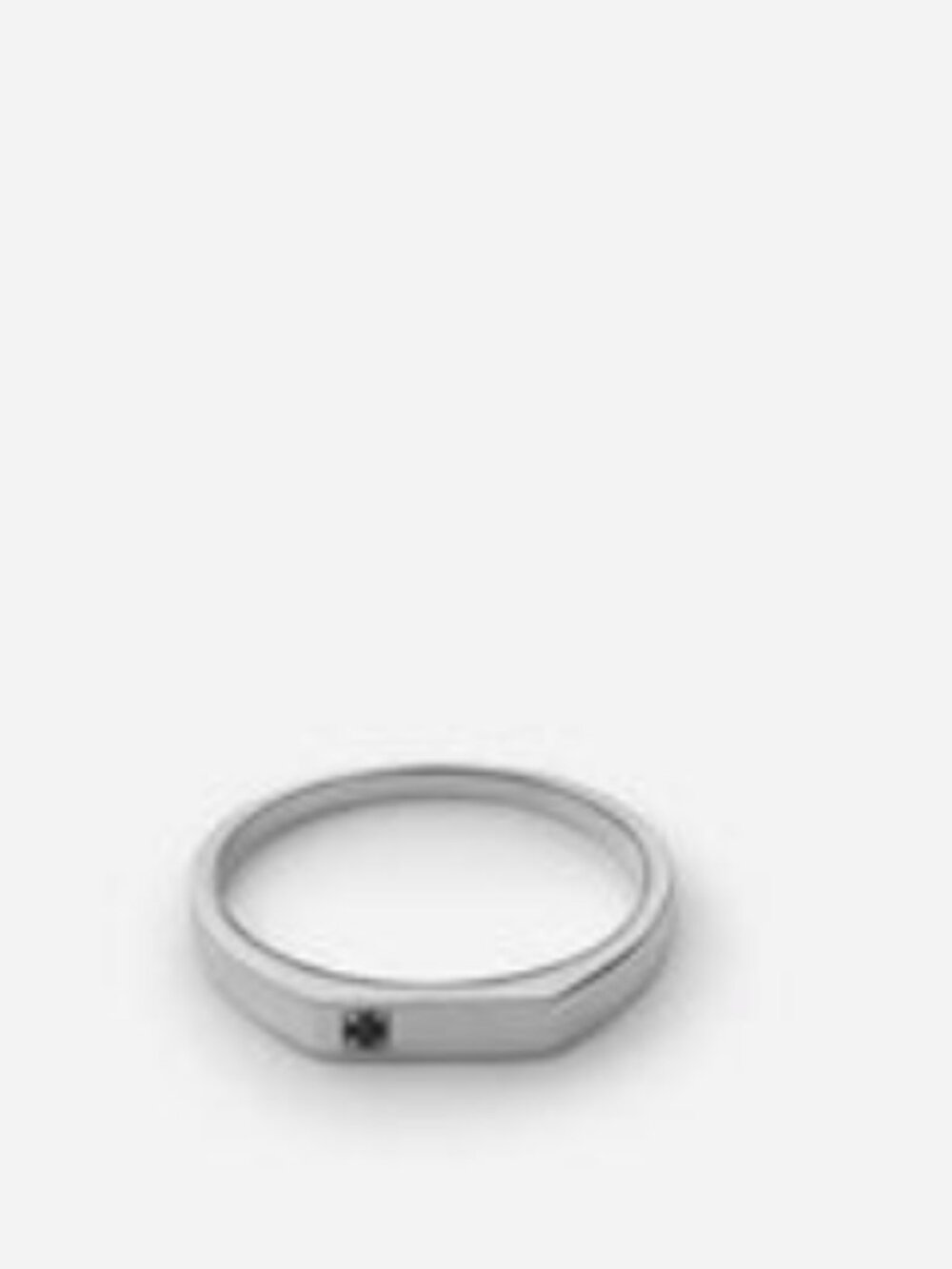 Miansai Thin Geo Black Diamond Ring, Platinum Plated Sterling Silver sz: 10